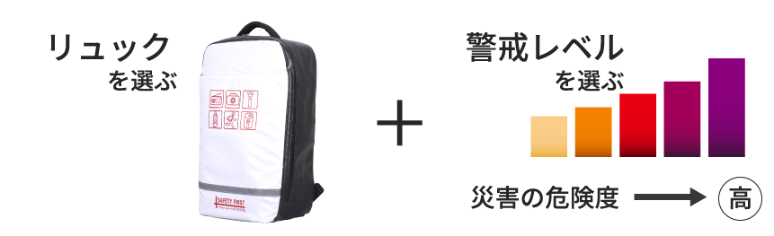 リュクを選ぶ＋警戒レベルを選ぶ