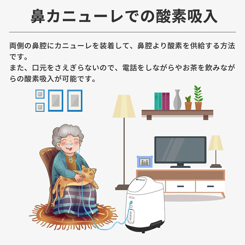 鼻カニューレでの酸素吸入