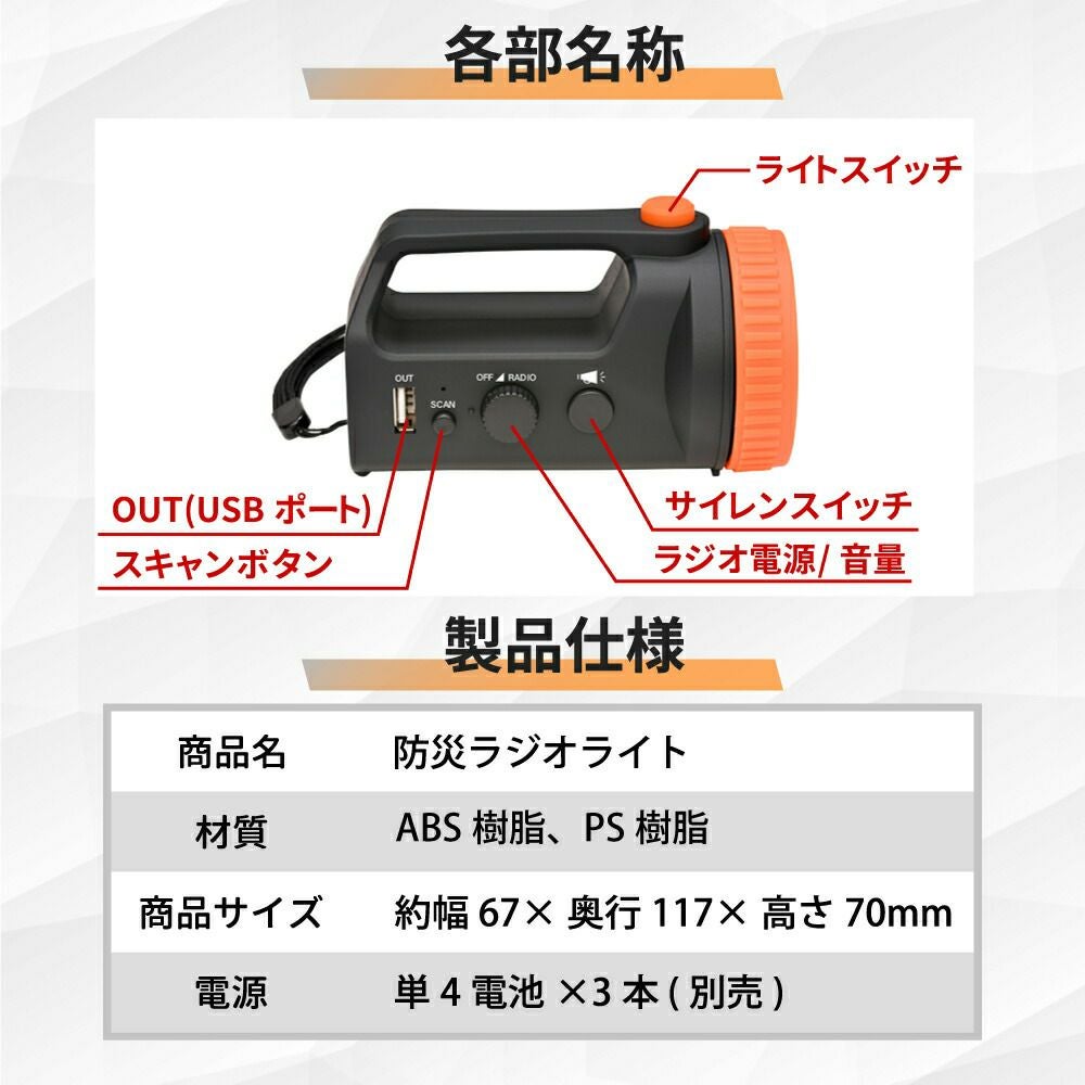 防災ラジオライト 防災グッズ ラジオライト 防災ラジオ 多機能ラジ